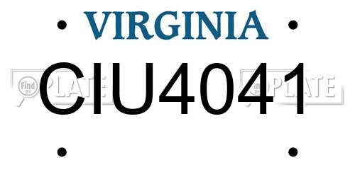 CIU4041 Virginia License Plate