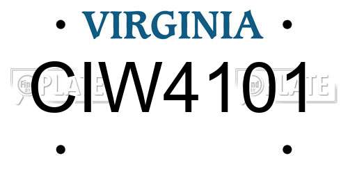 CIW4101 Virginia License Plate