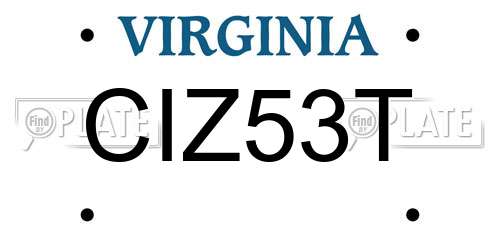 CIZ53T Virginia License Plate