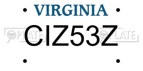 CIZ53Z Virginia License Plate