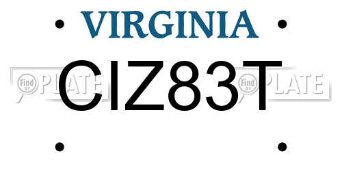 CIZ83T Virginia License Plate