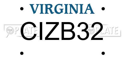 CIZB32 Virginia License Plate