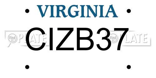 CIZB37 Virginia License Plate