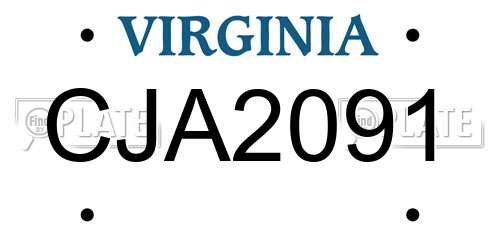 CJA2091 Virginia License Plate