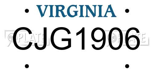 CJG1906 Virginia License Plate