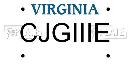 CJGIIIE Virginia License Plate
