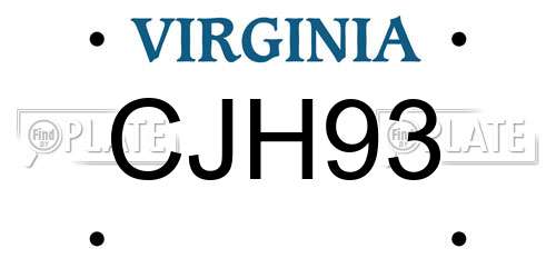 CJH93 Virginia License Plate