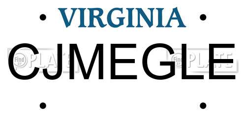 CJMEGLE Virginia License Plate