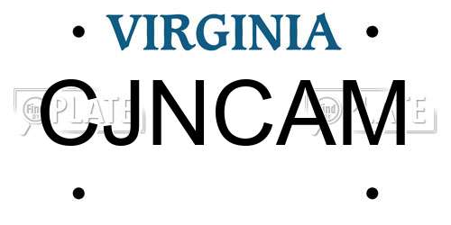 CJNCAM Virginia License Plate