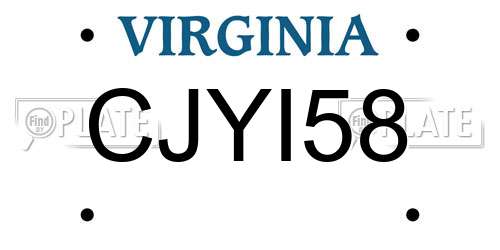 CJYI58 Virginia License Plate