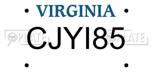 CJYI85 Virginia License Plate