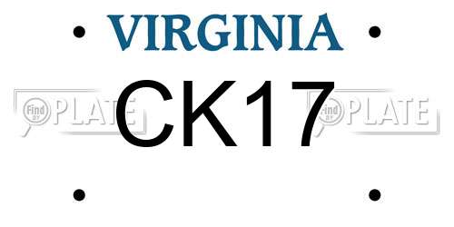 CK17 Virginia License Plate