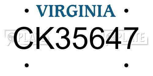 CK35647 Virginia License Plate