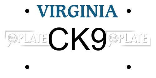 CK9 Virginia License Plate