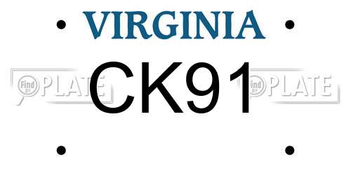 CK91 Virginia License Plate