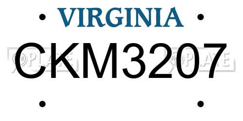 CKM3207 Virginia License Plate