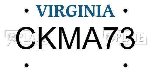 CKMA73 Virginia License Plate