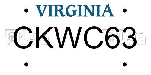 CKWC63 Virginia License Plate
