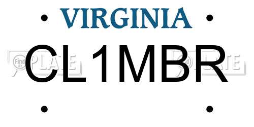 CL1MBR Virginia License Plate