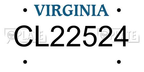 CL22524 Virginia License Plate