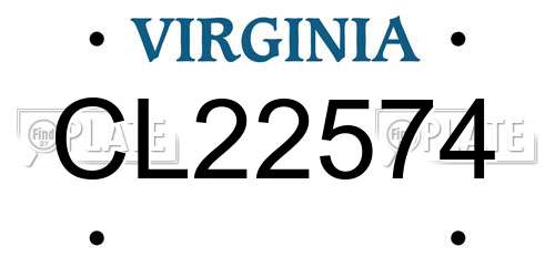 CL22574 Virginia License Plate