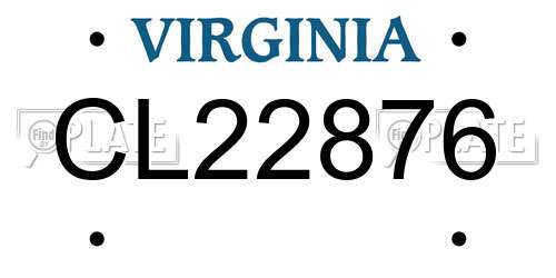CL22876 Virginia License Plate