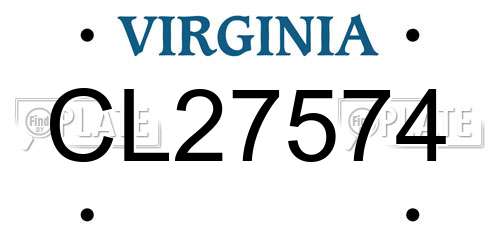 CL27574 Virginia License Plate