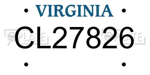 CL27826 Virginia License Plate