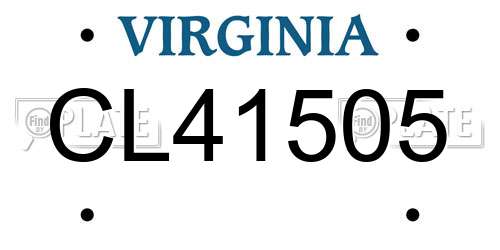 CL41505 Virginia License Plate