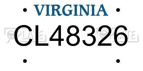 CL48326 Virginia License Plate