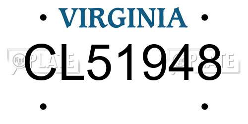 CL51948 Virginia License Plate