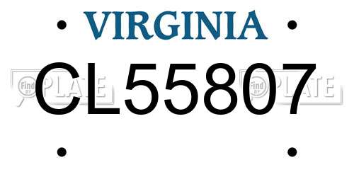 CL55807 Virginia License Plate
