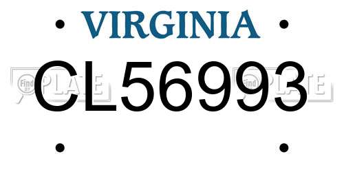 CL56993 Virginia License Plate