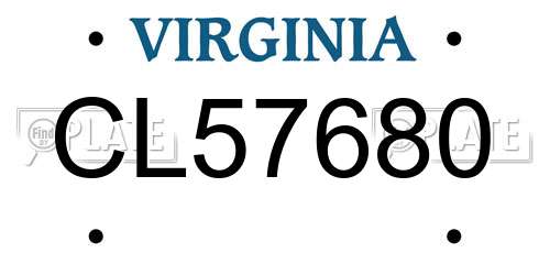 CL57680 Virginia License Plate
