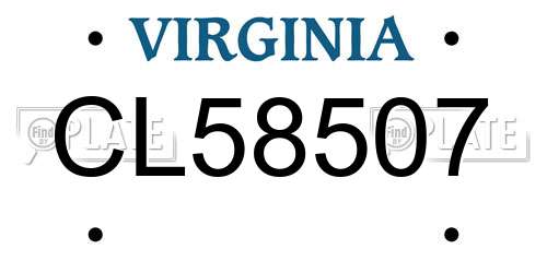 CL58507 Virginia License Plate