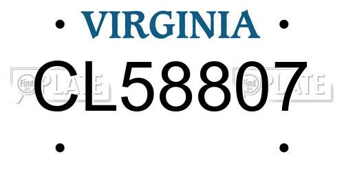 CL58807 Virginia License Plate