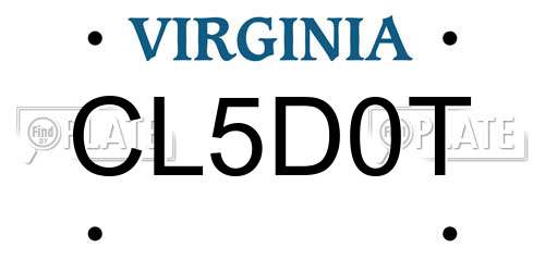 CL5D0T Virginia License Plate