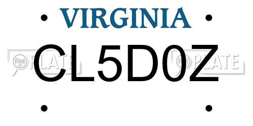 CL5D0Z Virginia License Plate