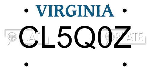 CL5Q0Z Virginia License Plate