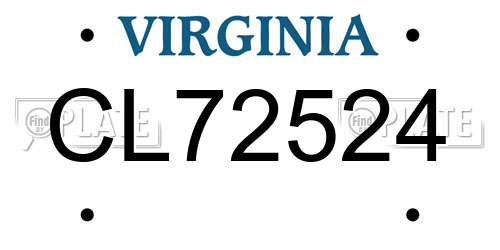CL72524 Virginia License Plate