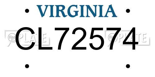 CL72574 Virginia License Plate