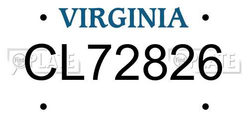 CL72826 Virginia License Plate
