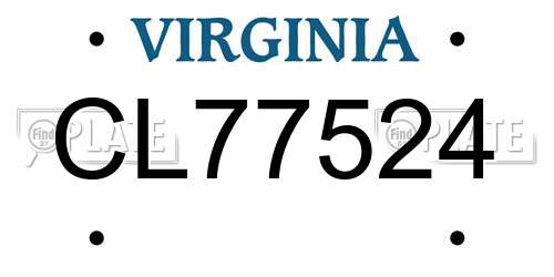 CL77524 Virginia License Plate