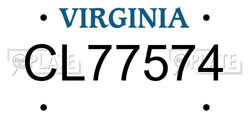 CL77574 Virginia License Plate