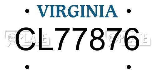 CL77876 Virginia License Plate