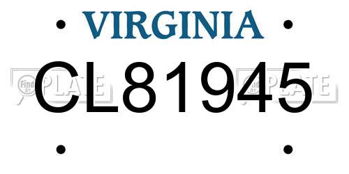 CL81945 Virginia License Plate