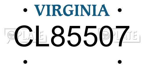 CL85507 Virginia License Plate