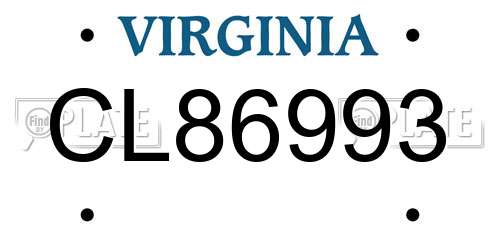CL86993 Virginia License Plate