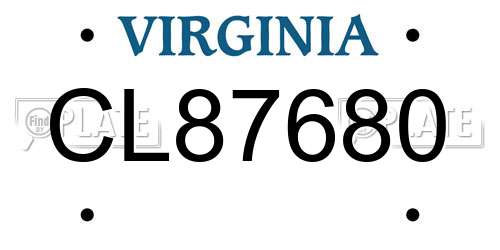 CL87680 Virginia License Plate