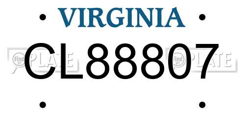 CL88807 Virginia License Plate